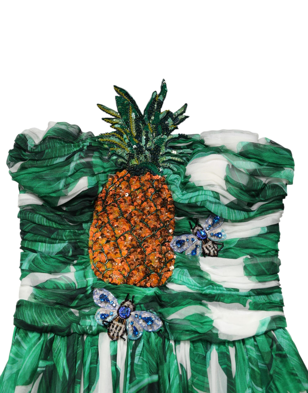 Green Pineapple Embellished BananaLeaf Dress