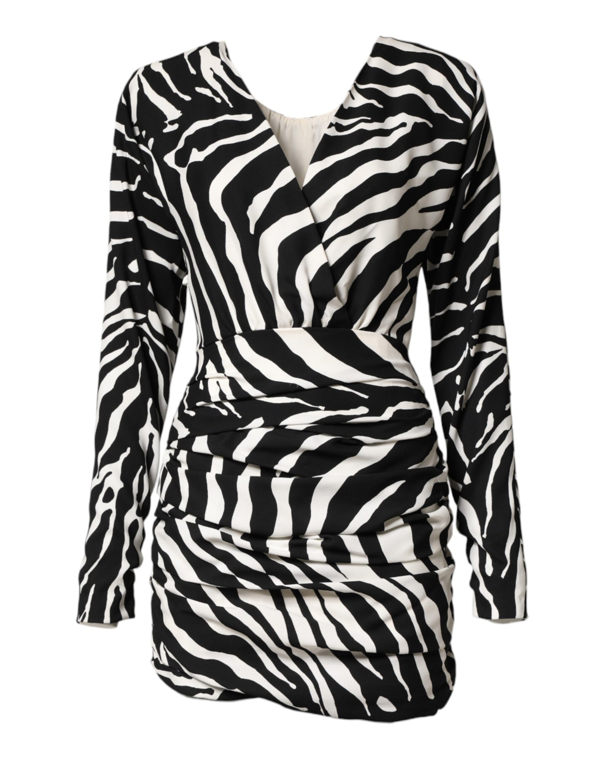 Black White Zebra Silk Sheath Mini Dress
