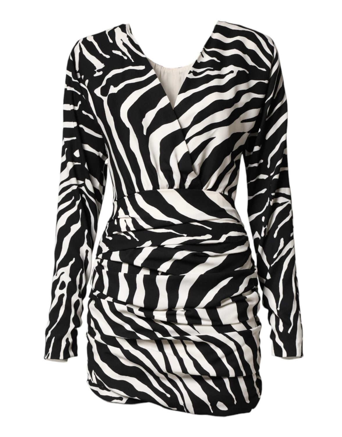 Black White Zebra Silk Sheath Mini Dress