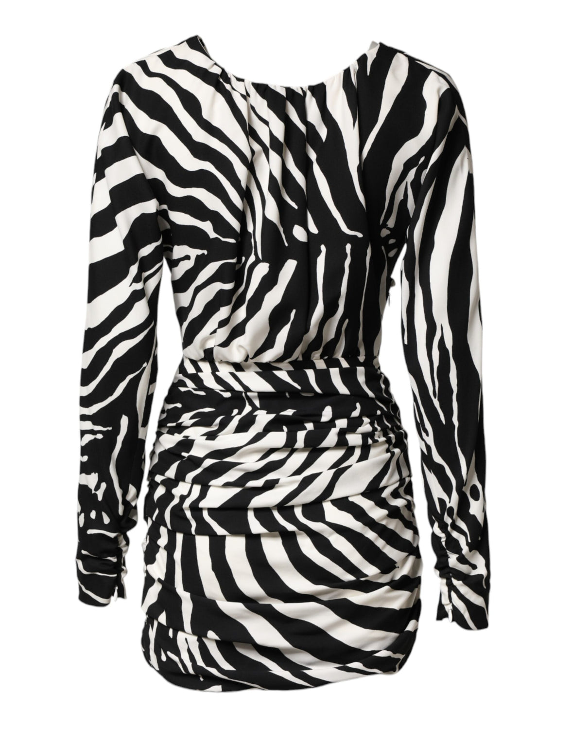 Black White Zebra Silk Sheath Mini Dress