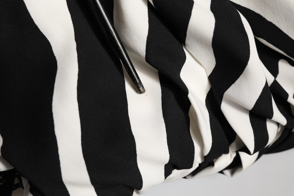 Black White Zebra Silk Sheath Mini Dress