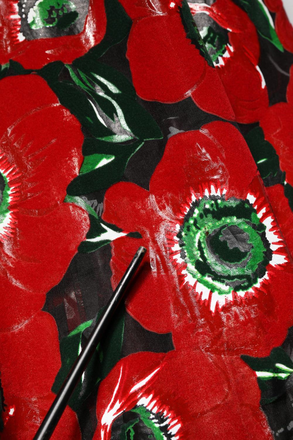 Red Floral Print Nylon A-line Midi Dress