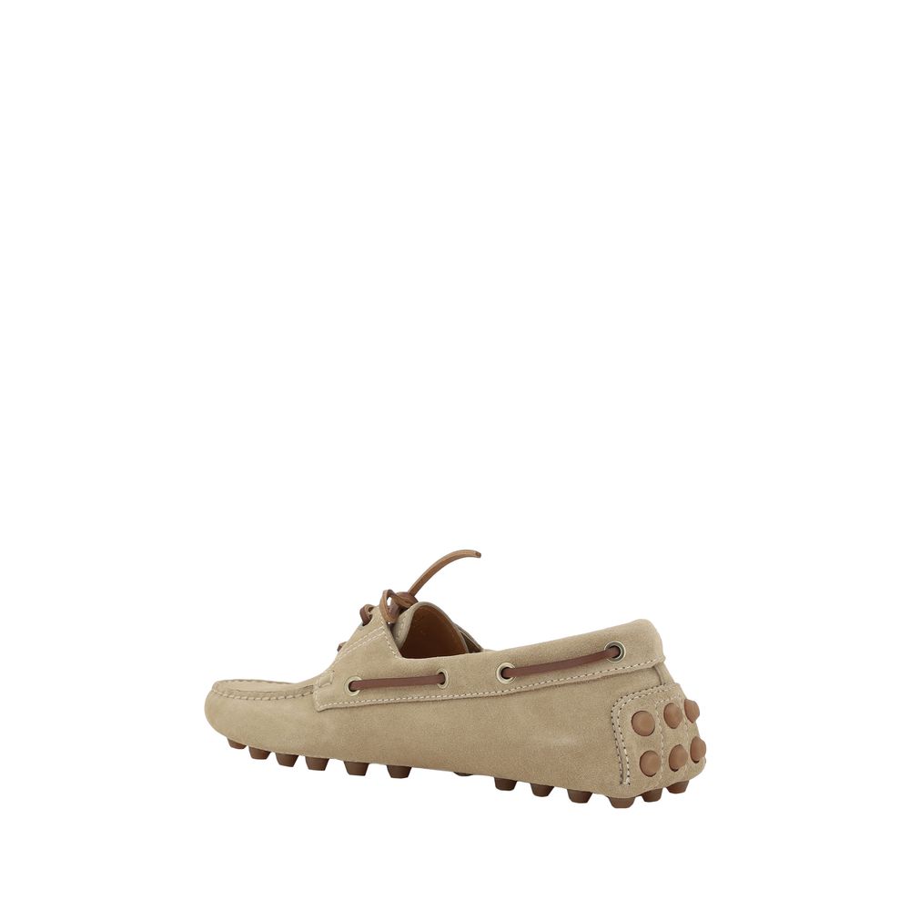 Beige Calf Leather Bos Taurus Slip-On Loafers