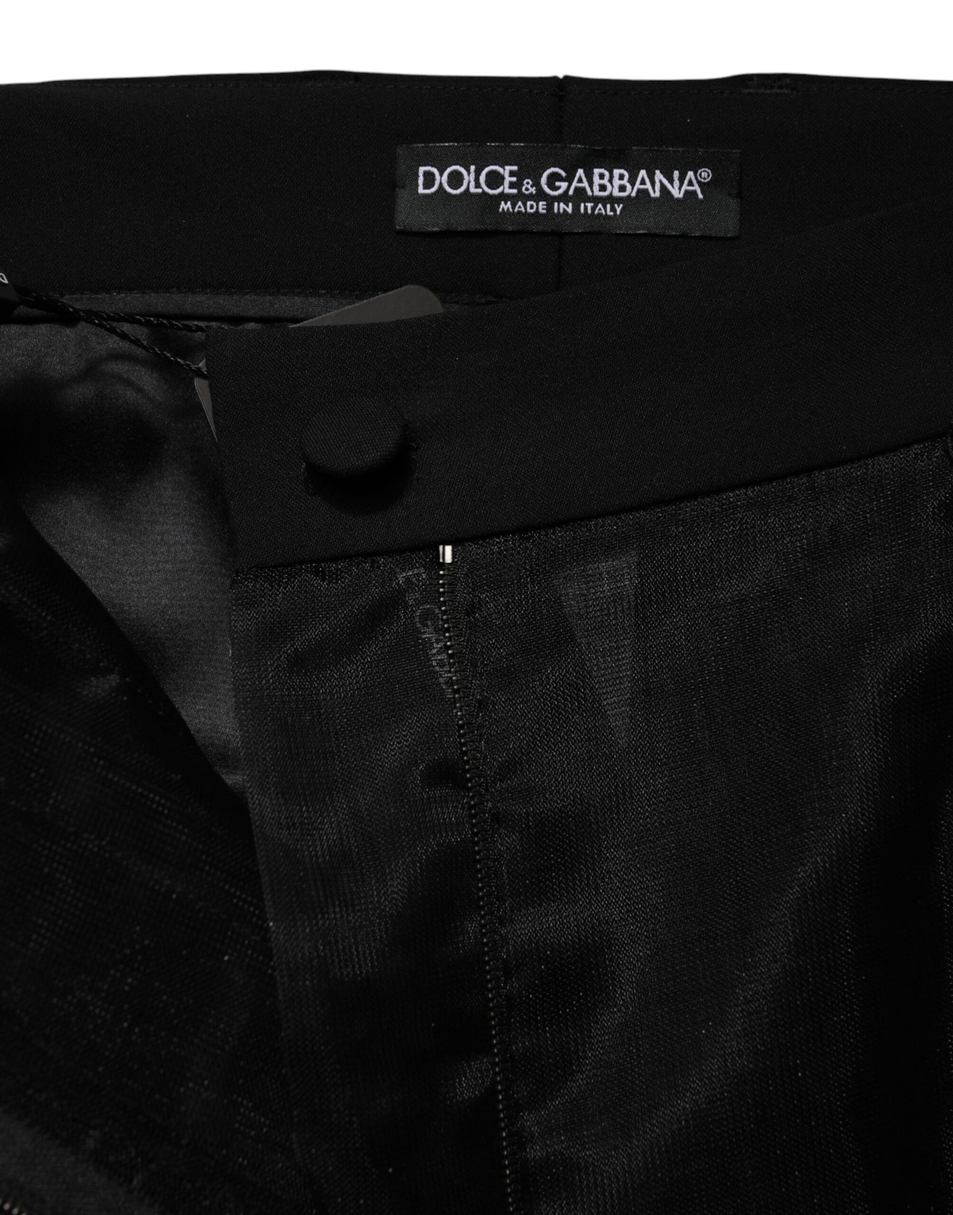 Black High Waist Tulle Wool Trouser Pants