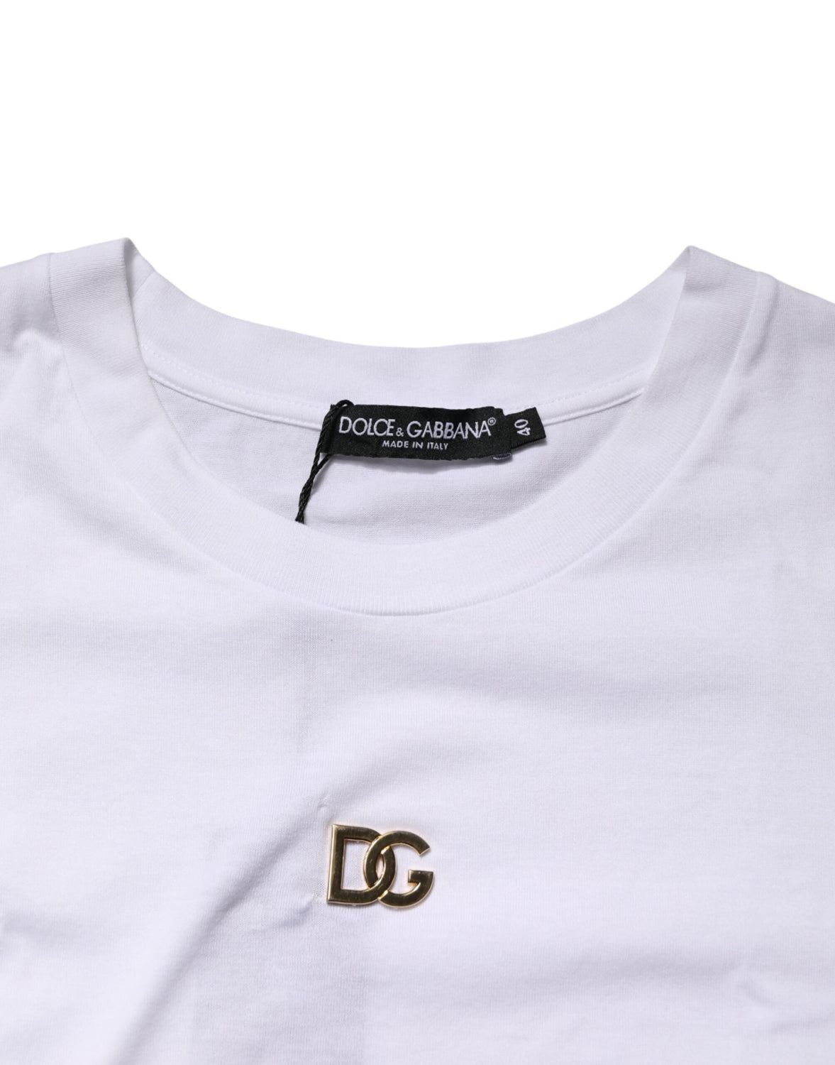 White DG Logo Crew Neck Short Sleeves  T-shirt