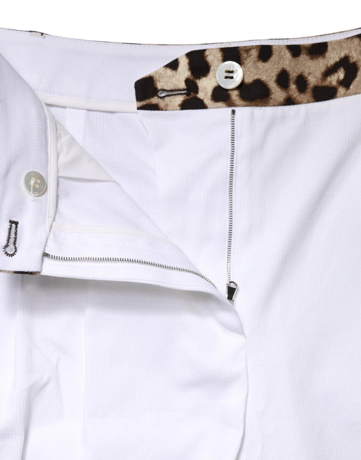 White Cotton High Waist Bermuda Mini Shorts