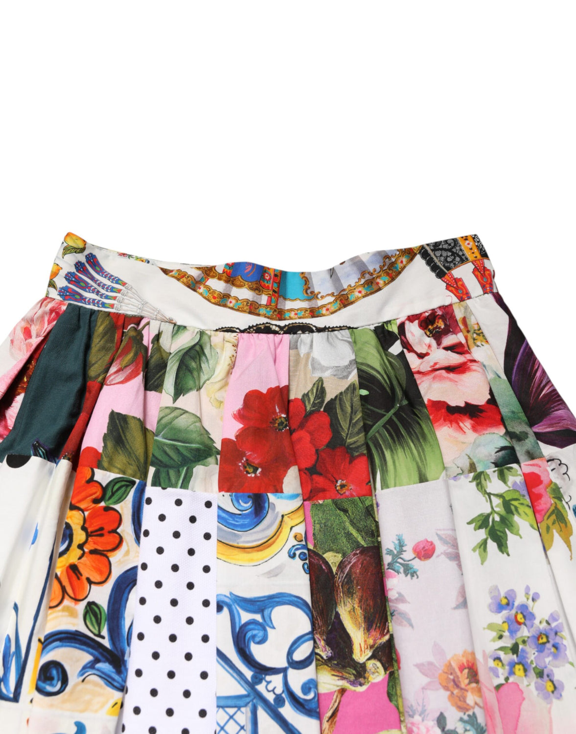 Multicolor Patchwork High Waist Midi Skirt