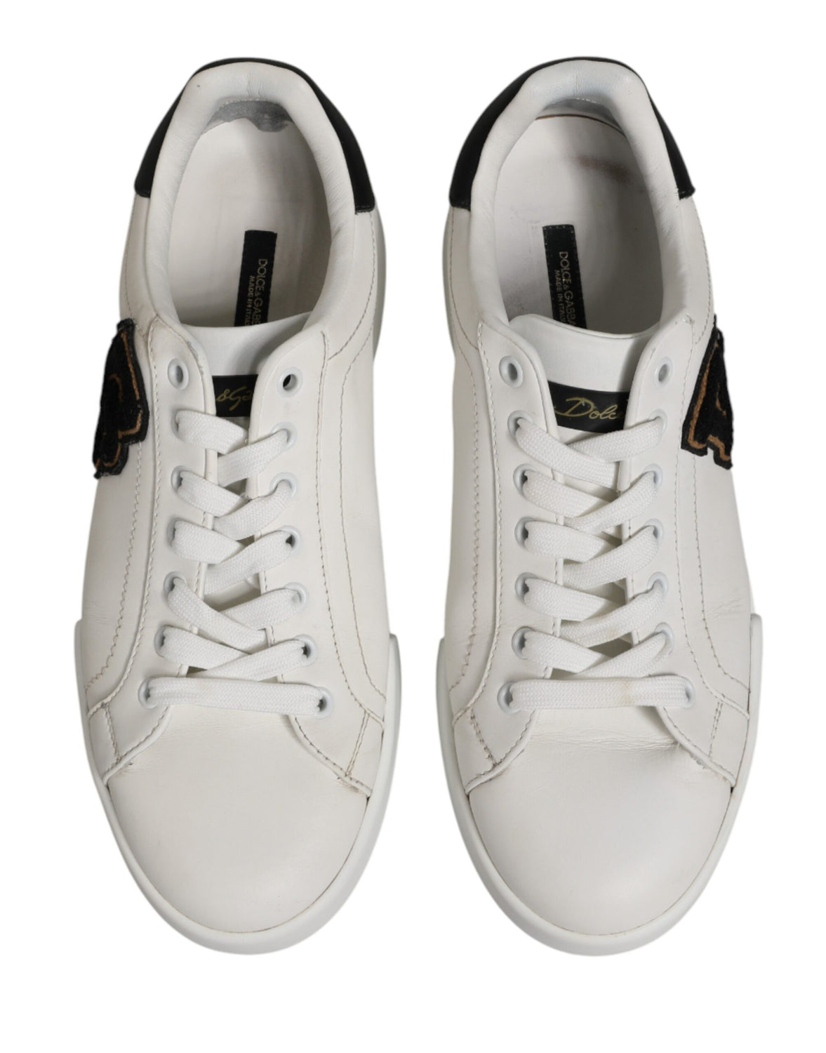 White Leather DG Logo Low Top Sneakers Shoes