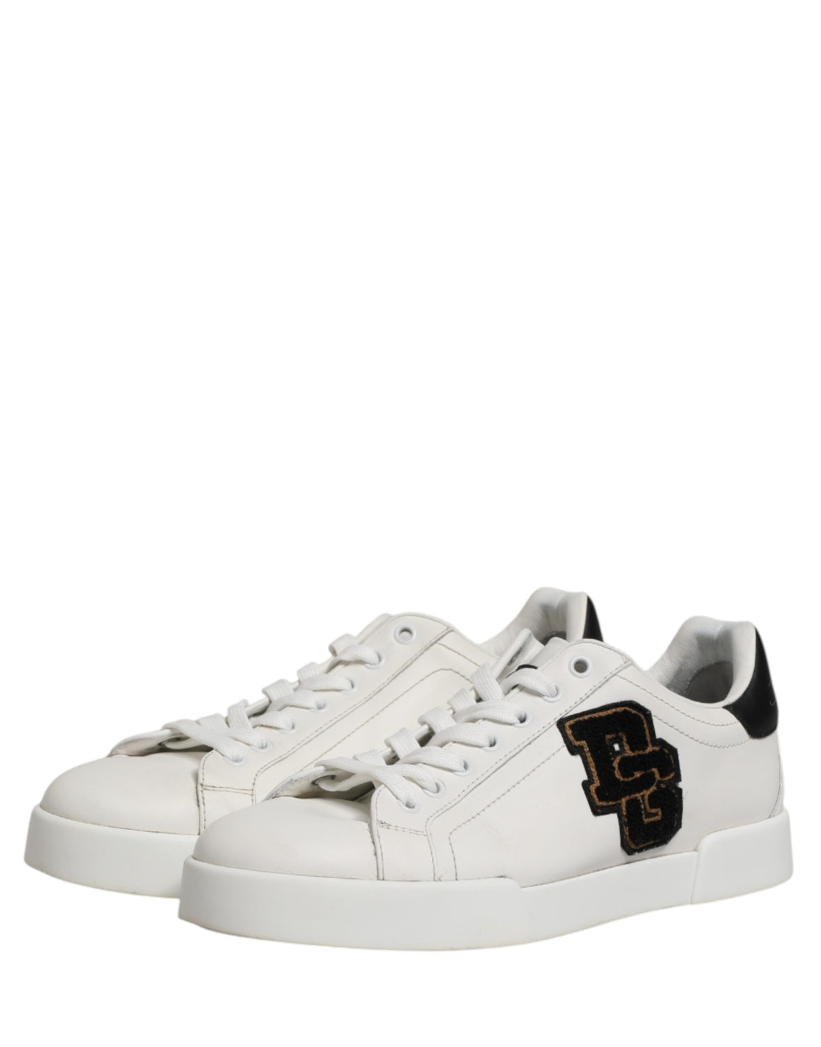 White Leather DG Logo Low Top Sneakers Shoes