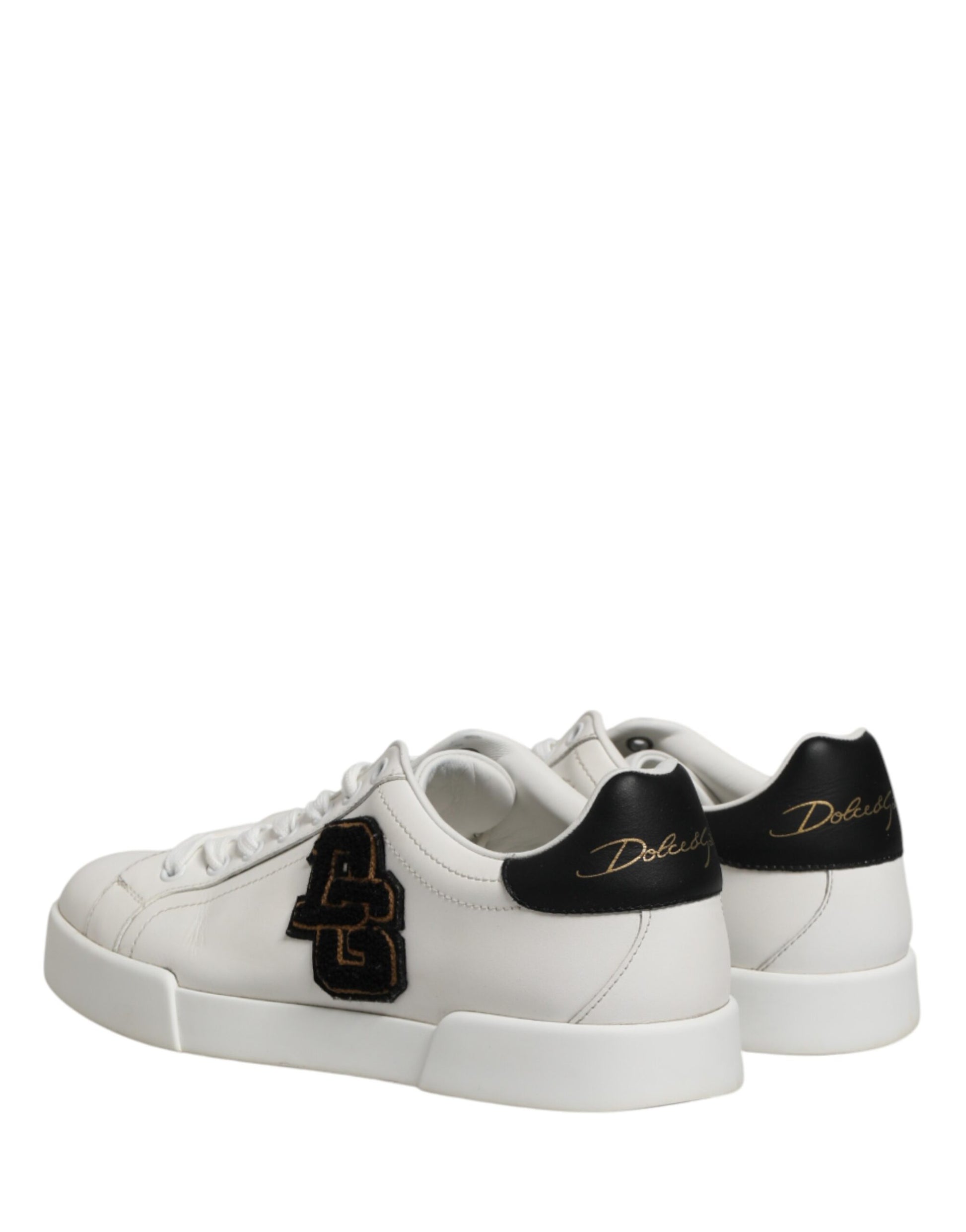 White Leather DG Logo Low Top Sneakers Shoes