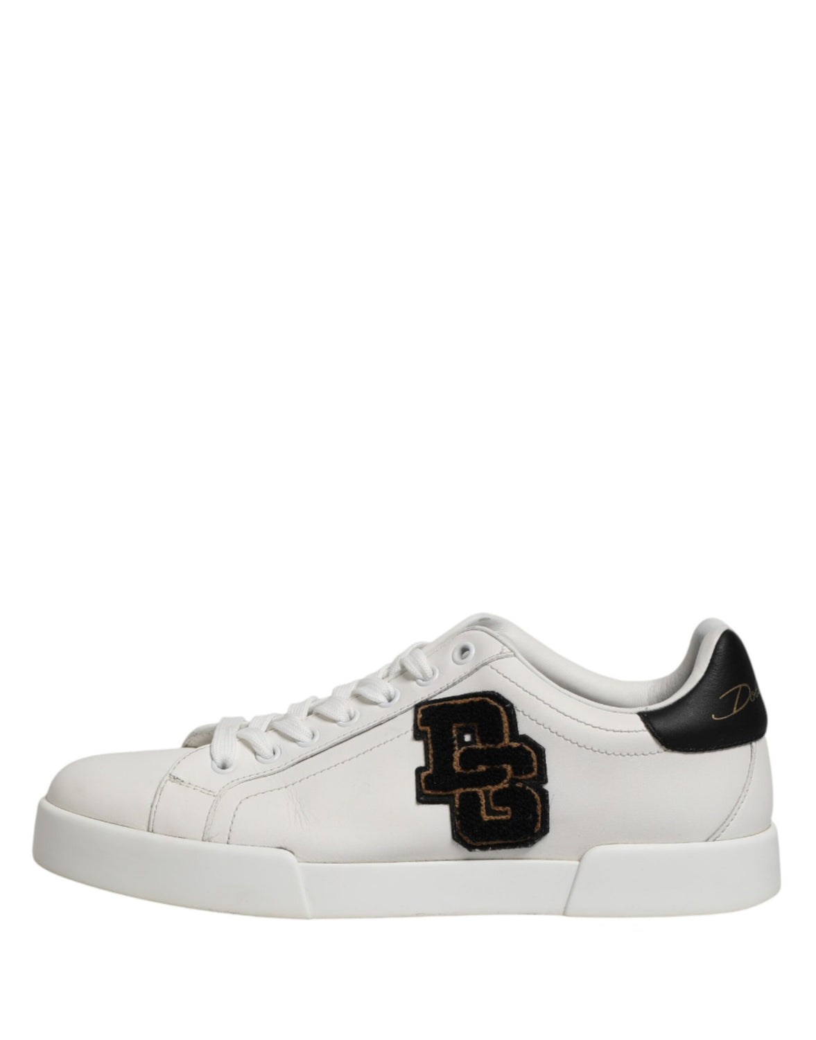 White Leather DG Logo Low Top Sneakers Shoes