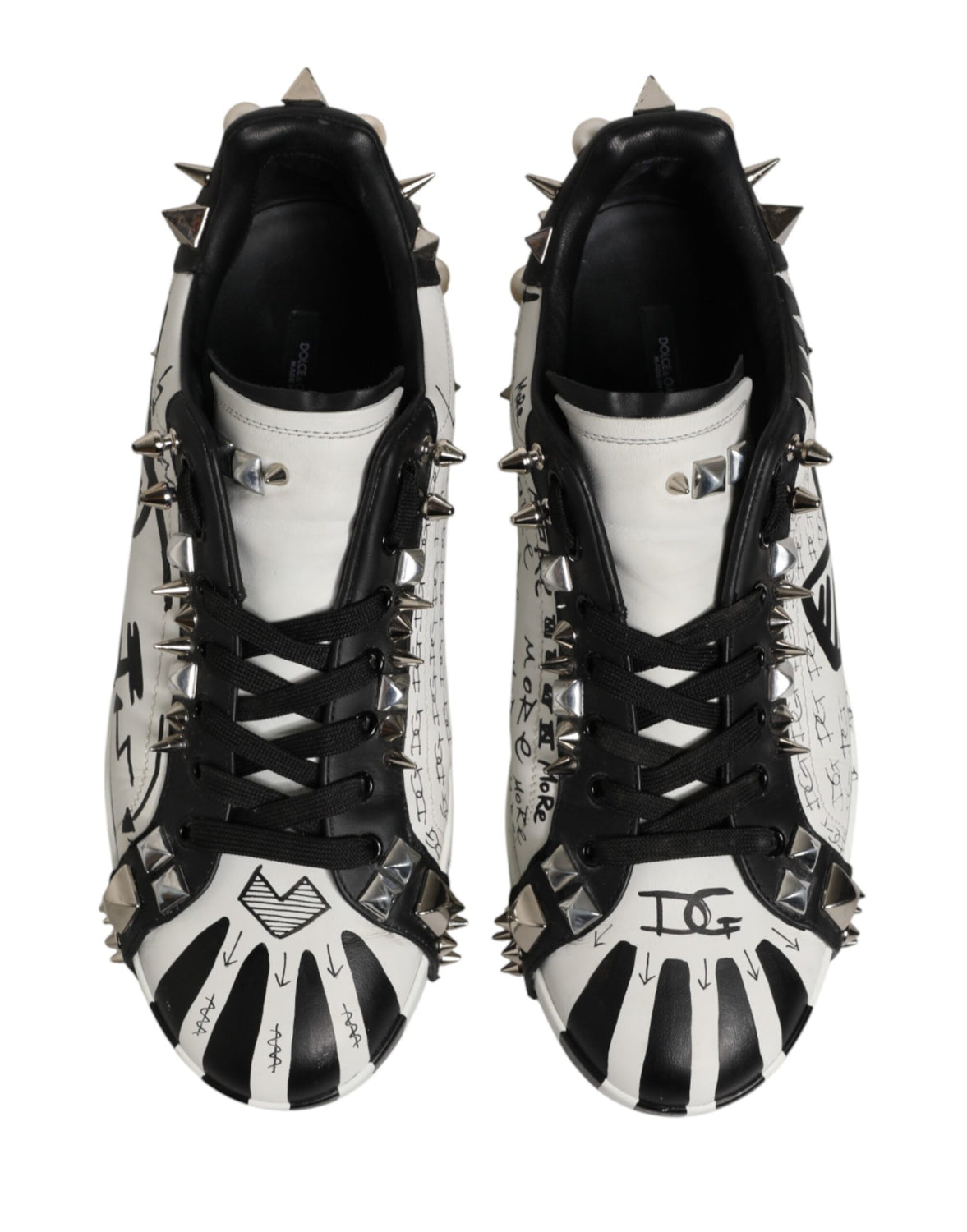 Black White Studded Low Top Sneakers Shoes
