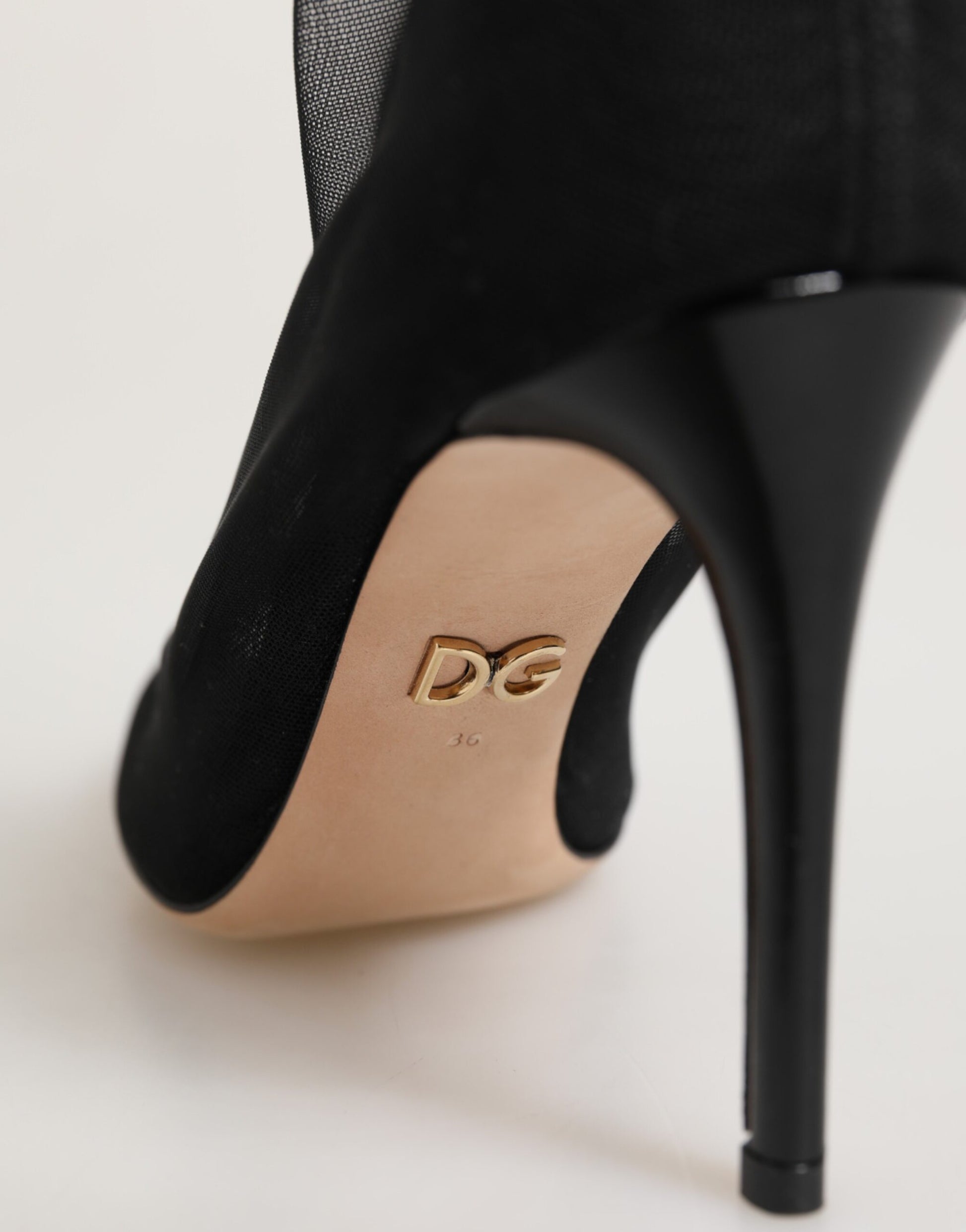 Black Nylon Stretch Mesh Sock Boots  Shoes