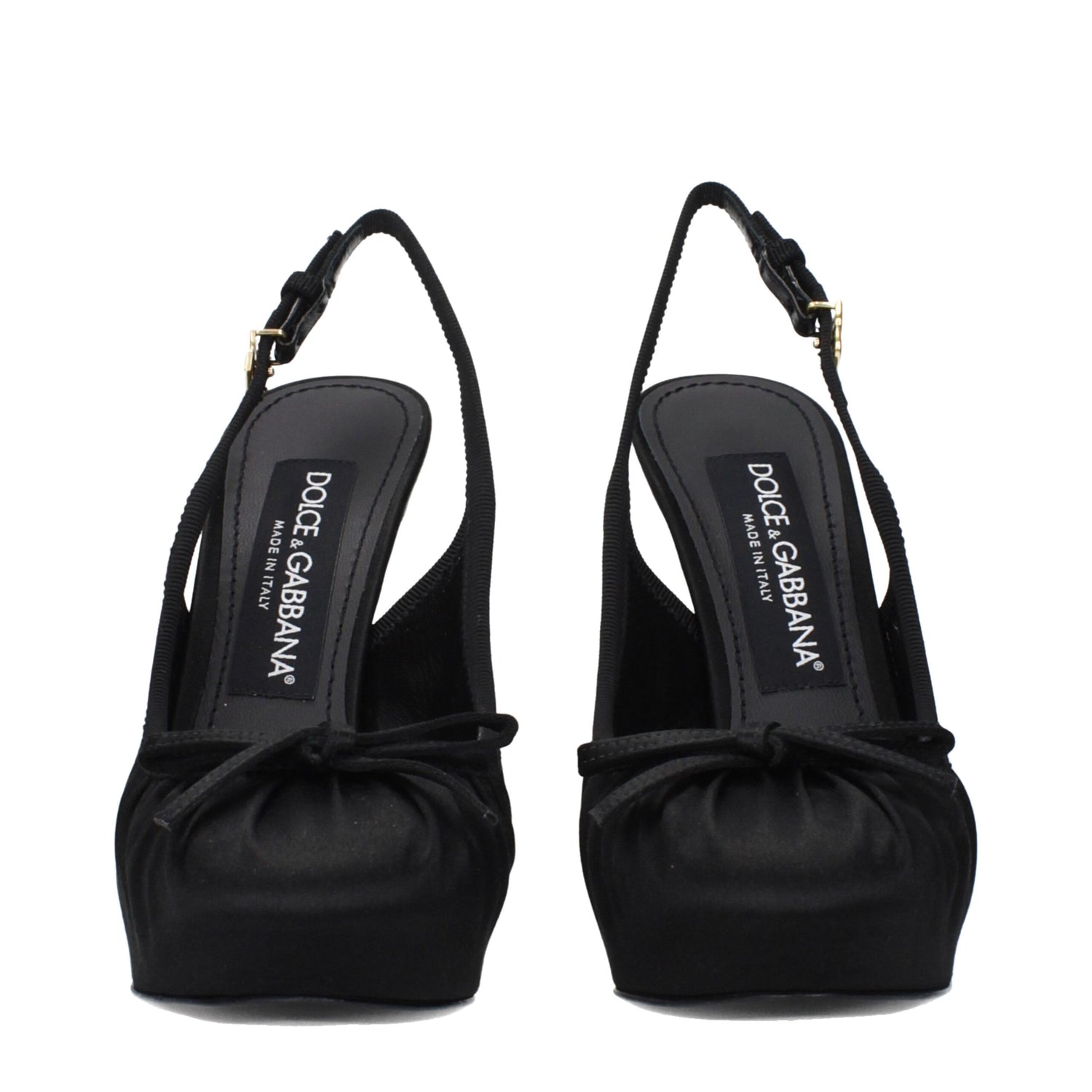 Black Satin High Heel Pumps