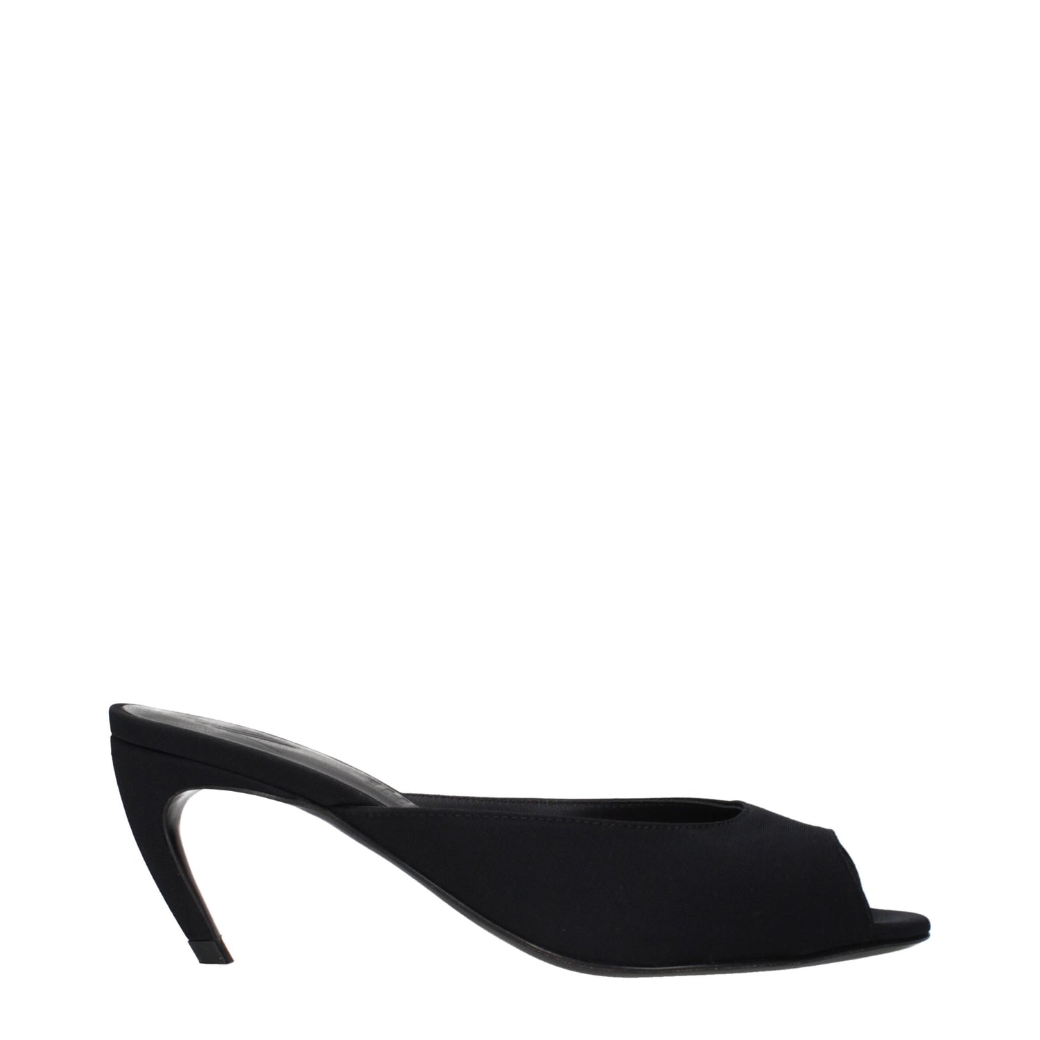 Black Fabric Flat Sandals