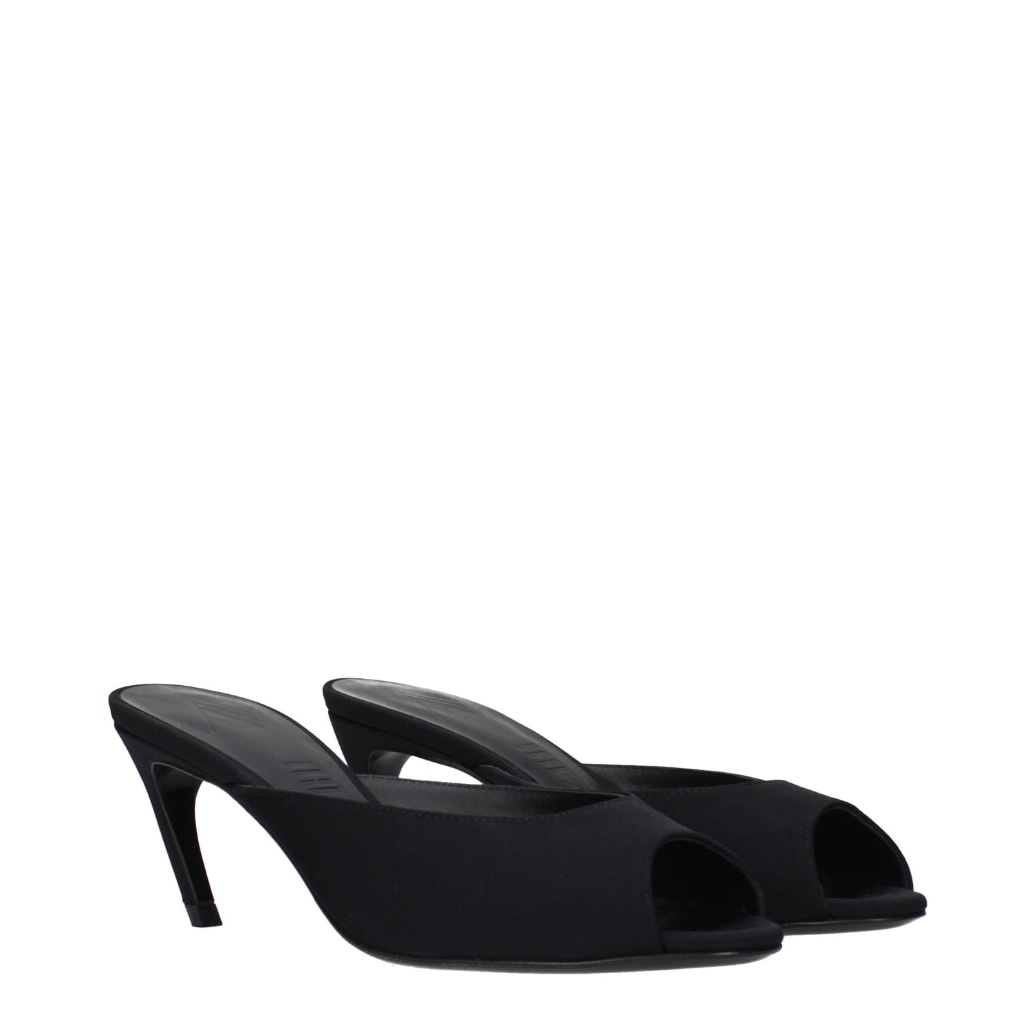 Black Fabric Flat Sandals