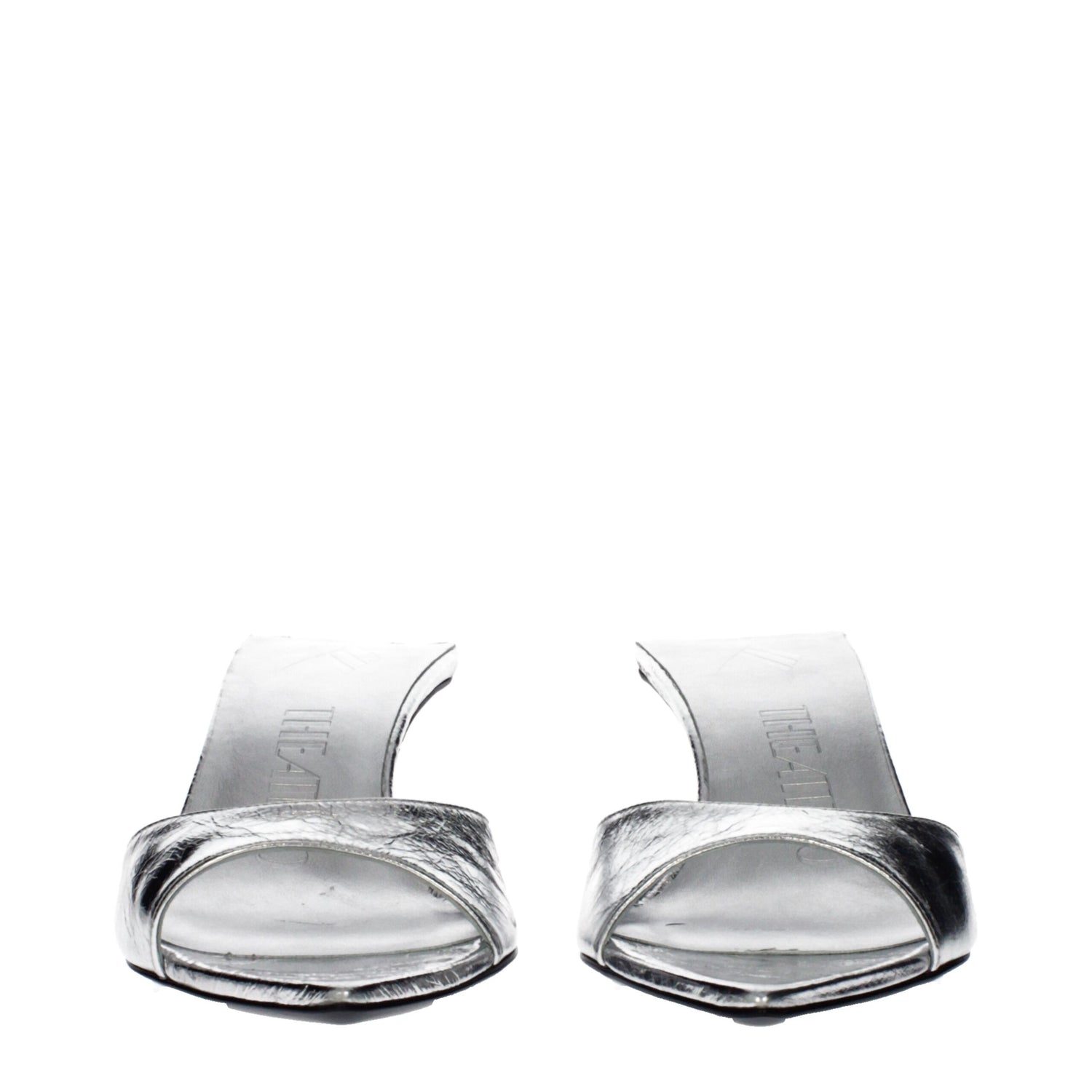 Gray Leather Flat Sandals