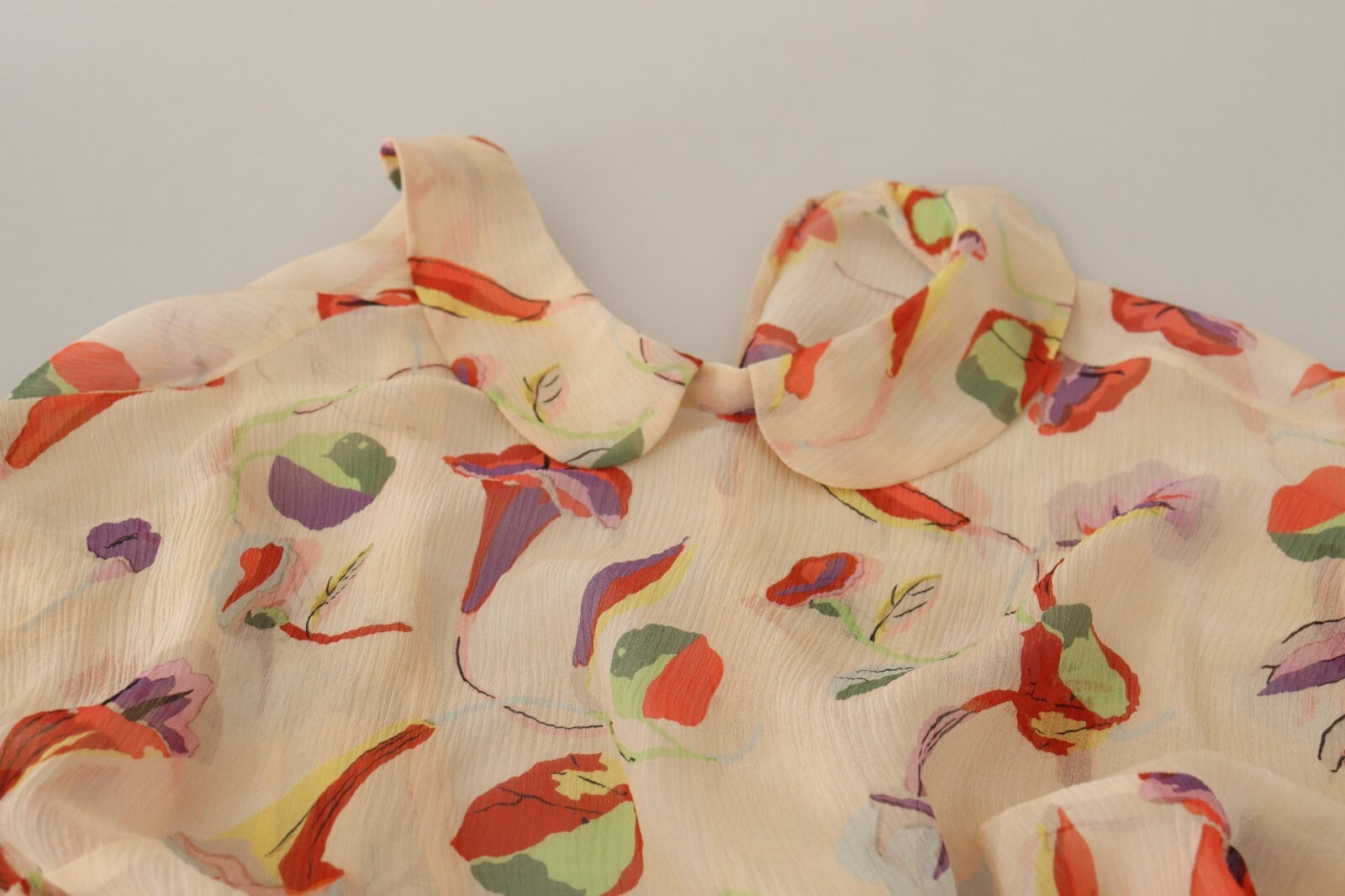 Beige Ascot Collar Short Sleeves Aline Mini Dress