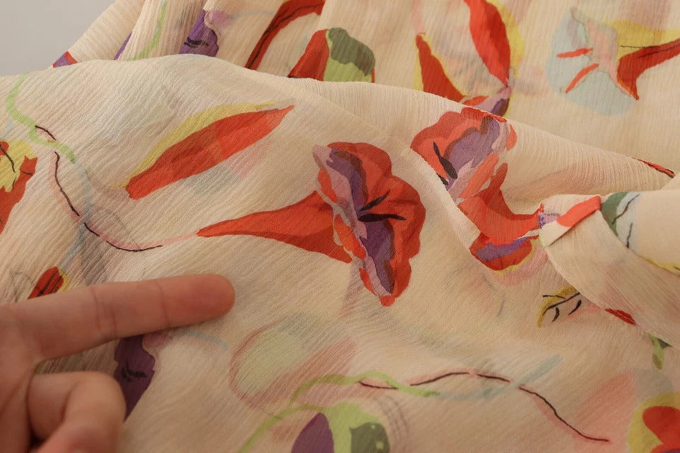 Beige Ascot Collar Short Sleeves Aline Mini Dress