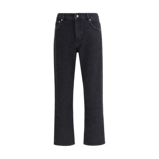 Black Cotton Straight-Leg Jeans