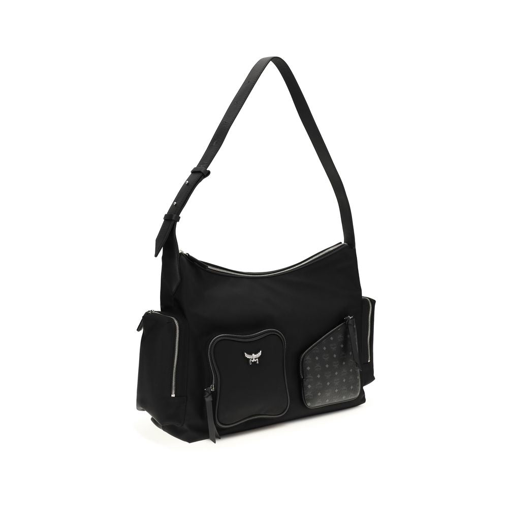 Black Fabric Shoulder Bag