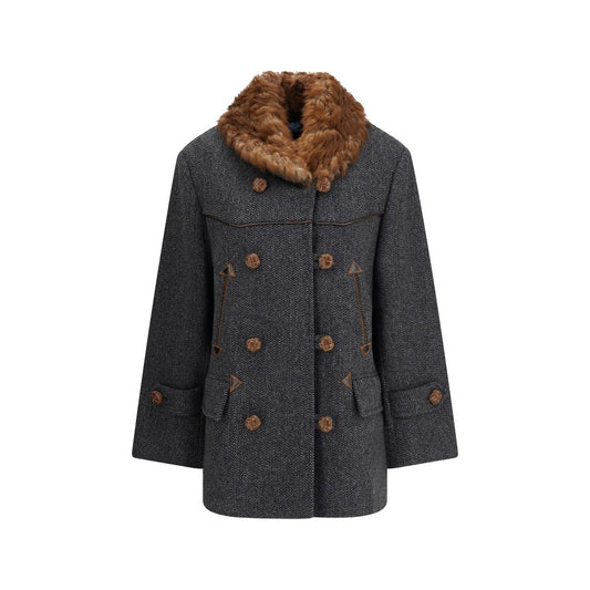 Gray Fleece Wool Coat