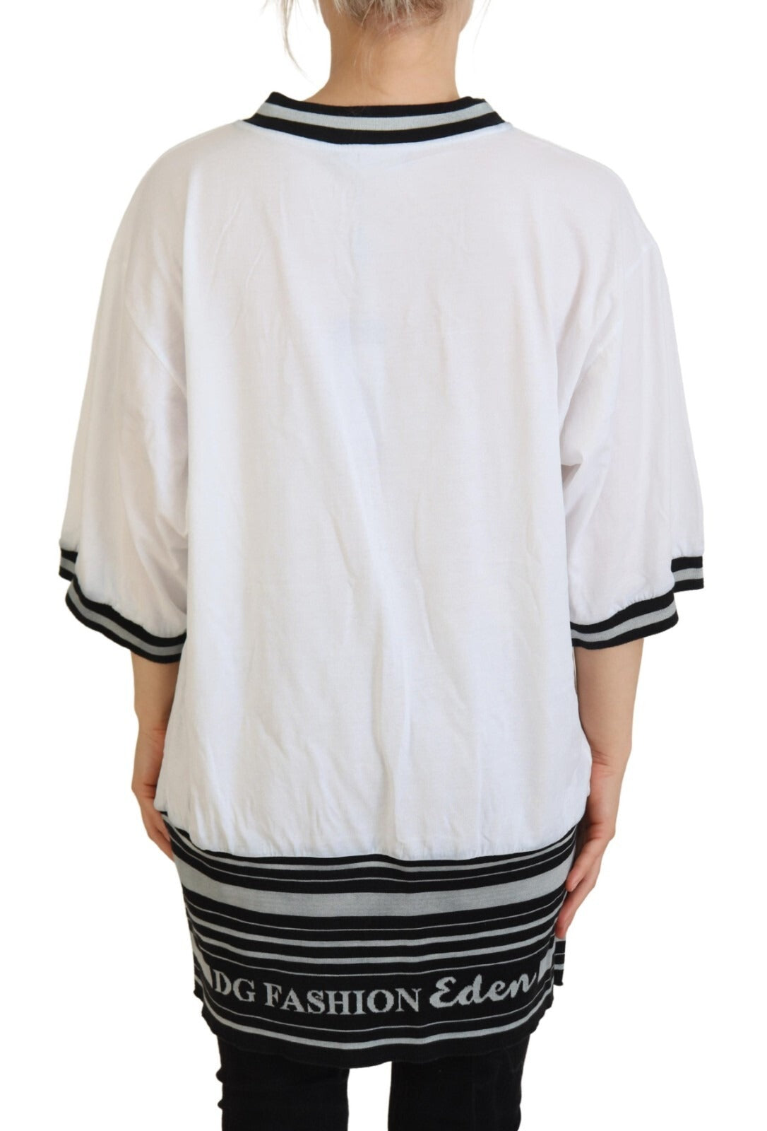 White Printed Short Sleeves Pullover Top