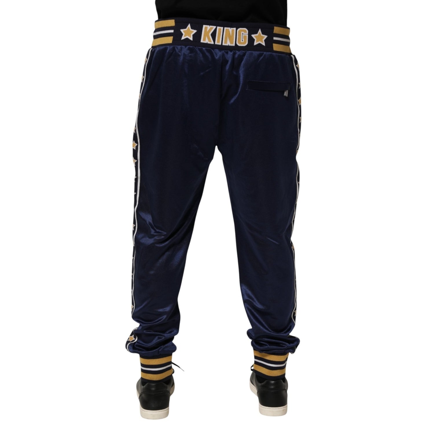 Blue Nylon Jogger Mid Waist Trouser Pants