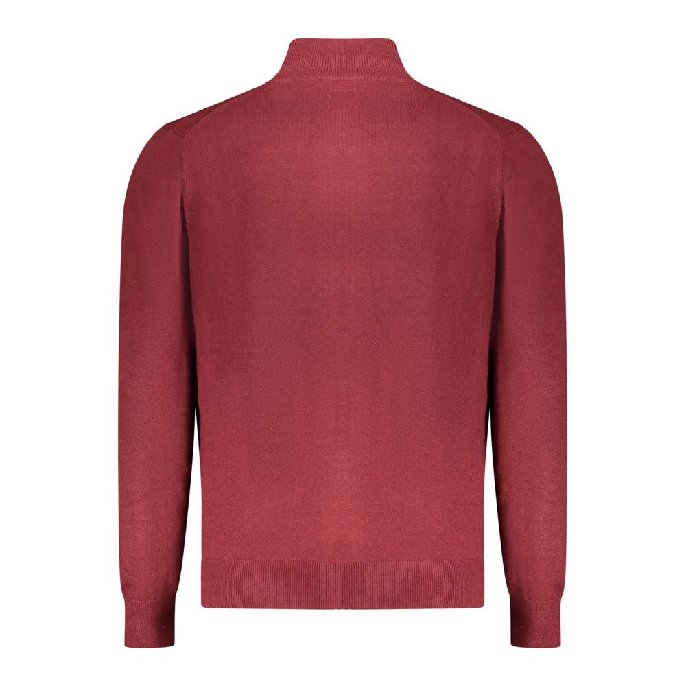 Red Polyester Men Sweater