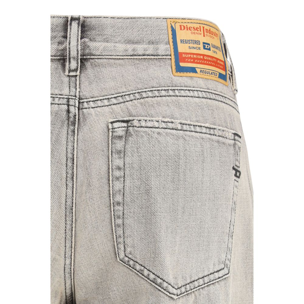 Gray Cotton Flared Jeans