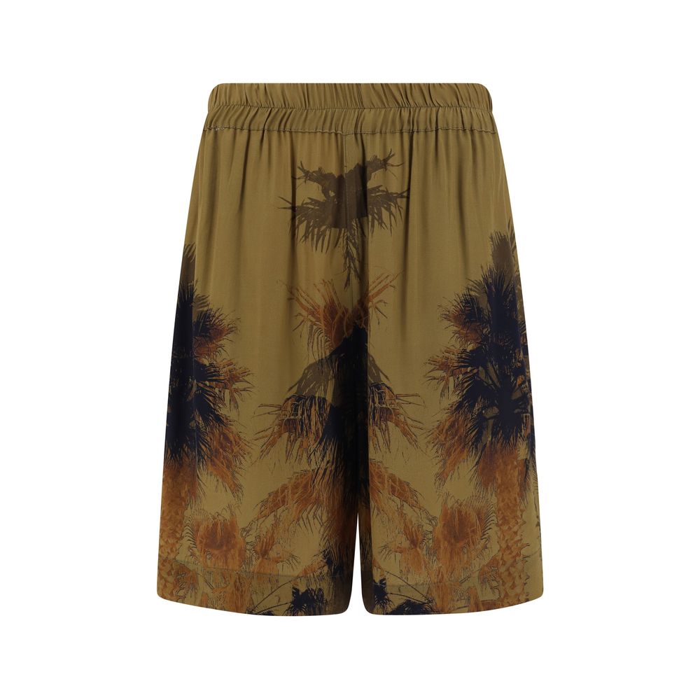 Brown Viscose Bermuda Shorts