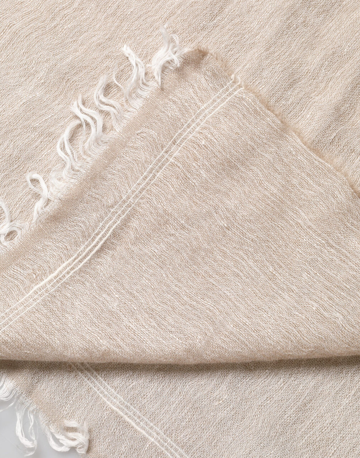 Beige Linen Neck Wrap Men Shawl Fringe Scarf