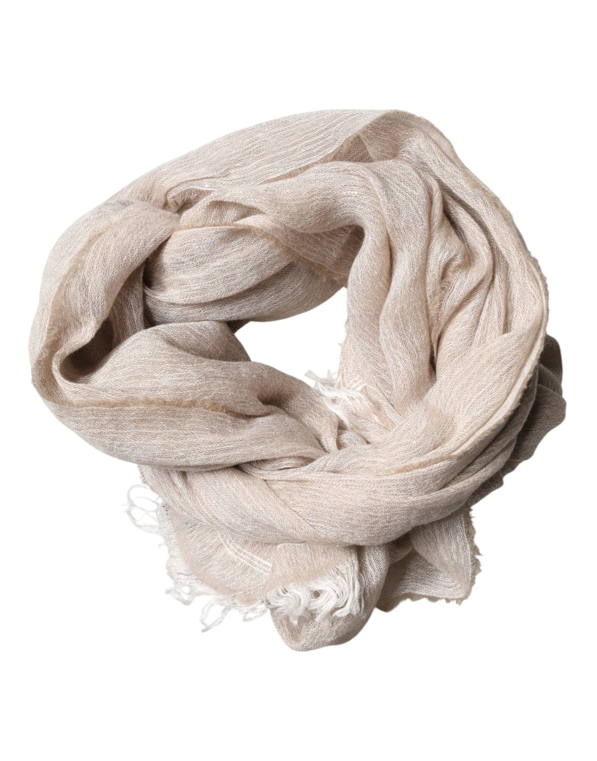 Beige Linen Neck Wrap Men Shawl Fringe Scarf