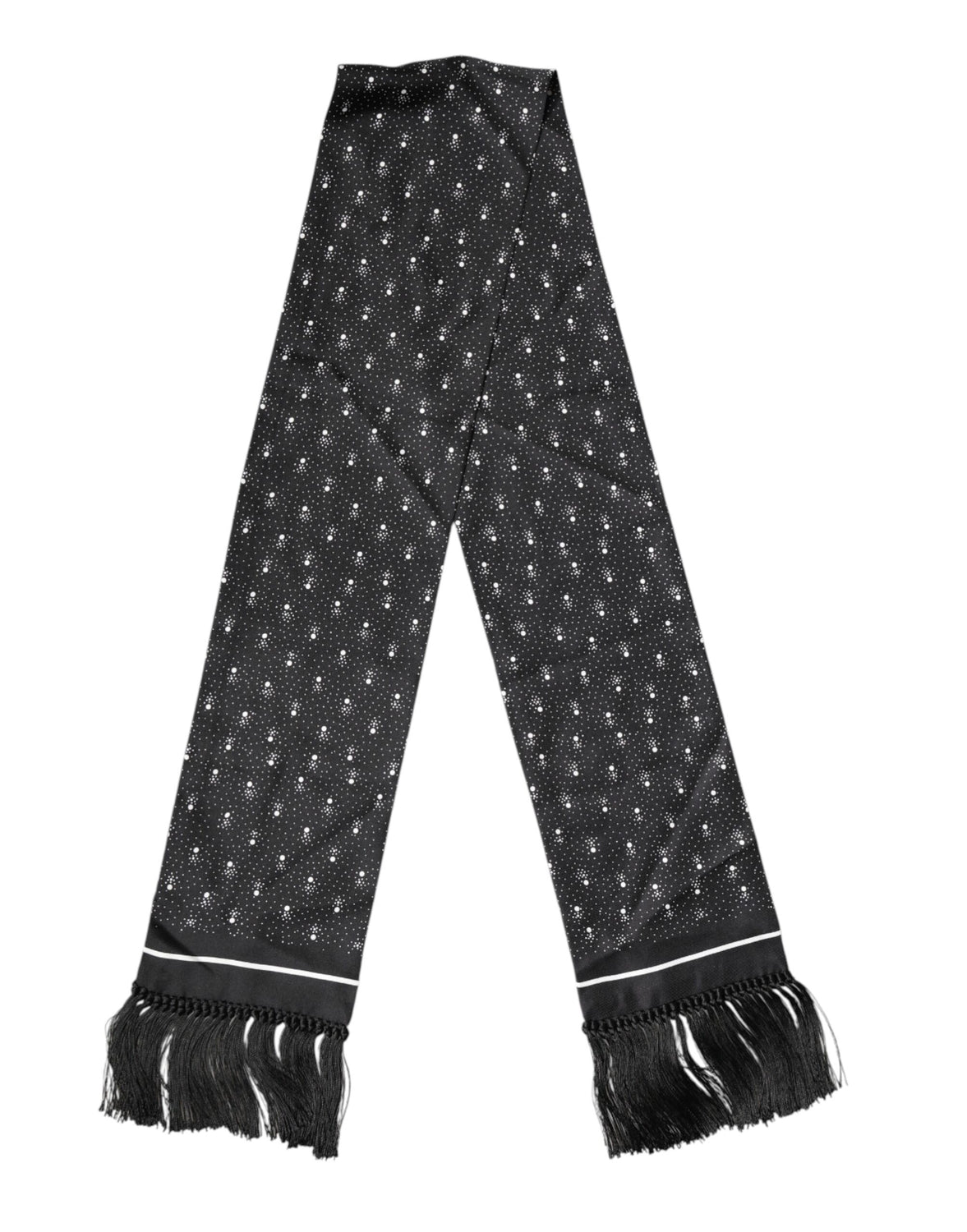 Black Silk Dotted Men Neck Wrap Shawl Scarf