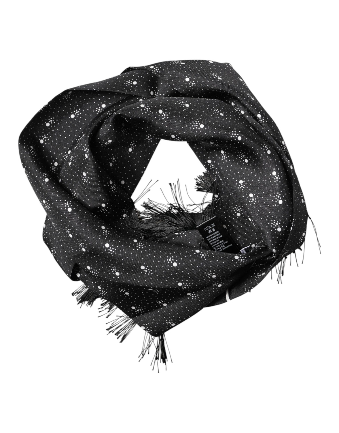 Black Silk Dotted Men Neck Wrap Shawl Scarf