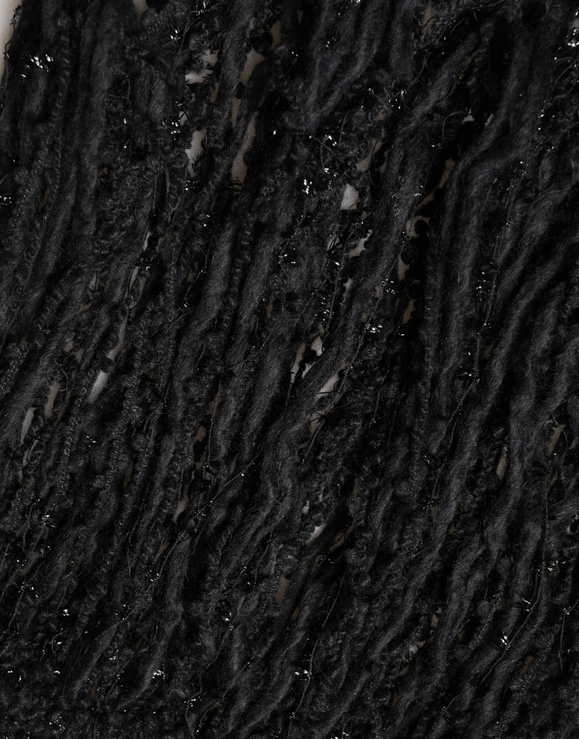 Black Cashmere Knit Shawl Fringes Scarf