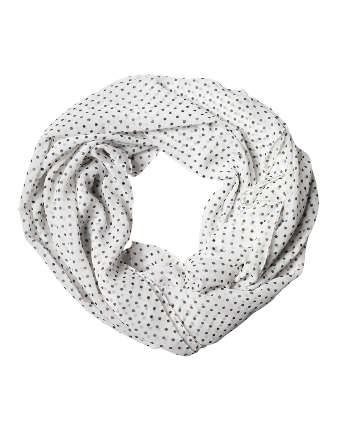 White Polka Dot Polyester Shawl Scarf