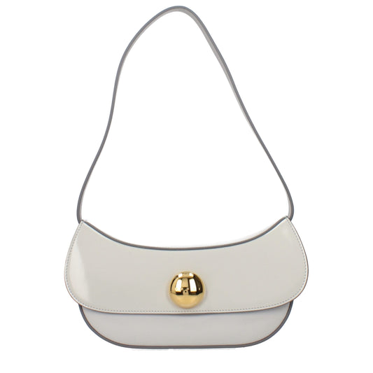 Gray Leather Shoulder Bag