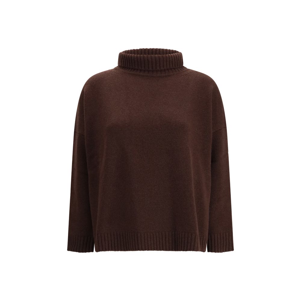 Brown Fleece Wool Turtleneck