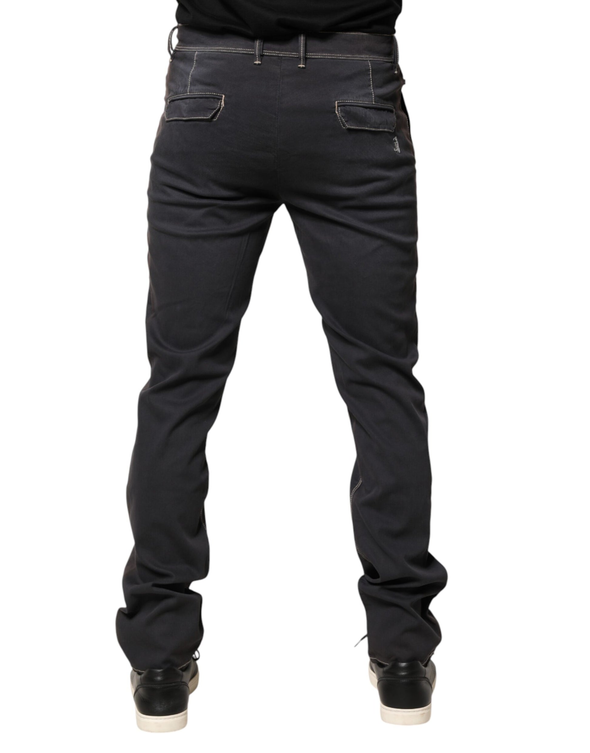 Dark Gray Mid Waist Skinny Fit Men Denim Trouser Jeans