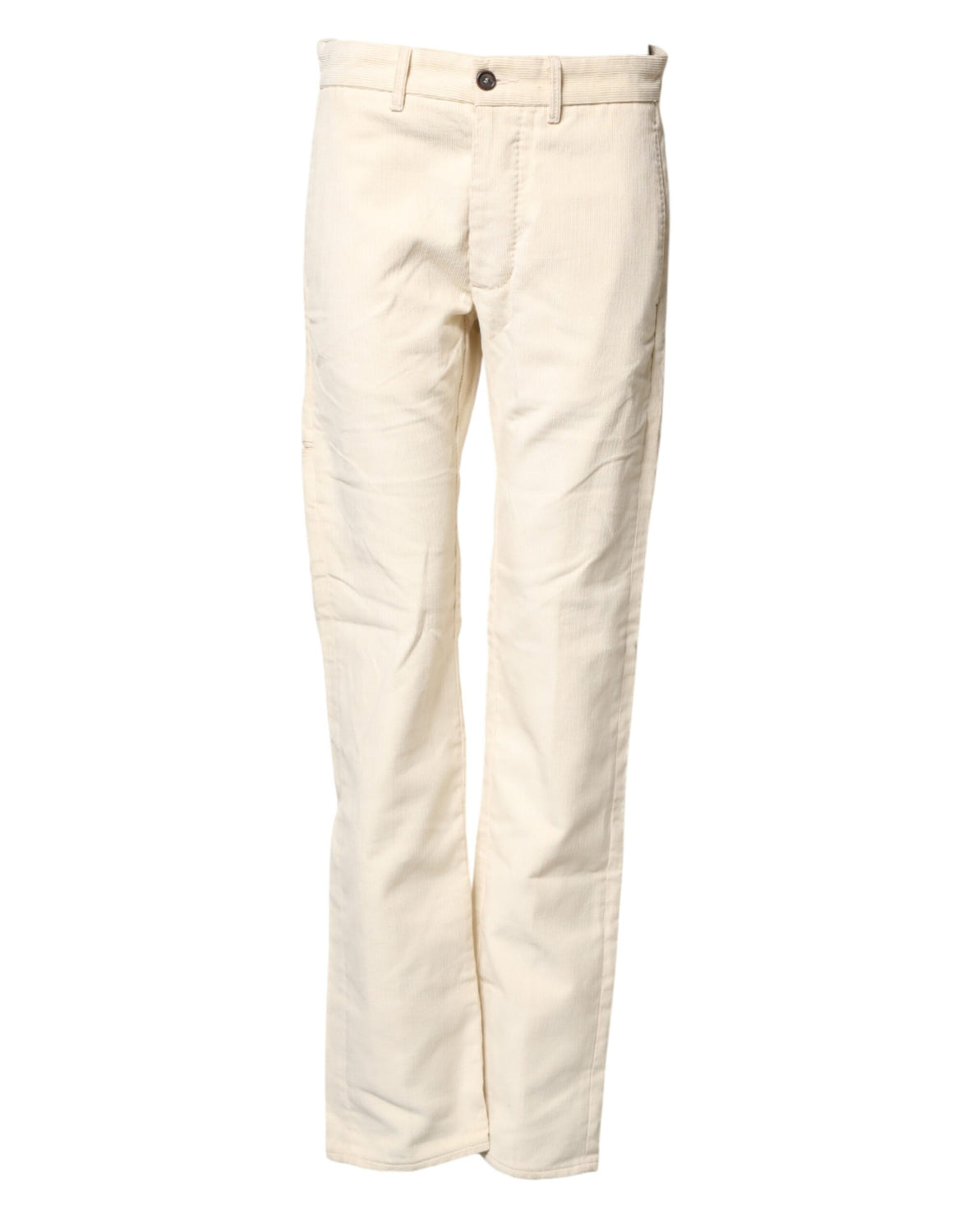 Off White Cotton Straight Men Corduroy Chino Trouser Pants