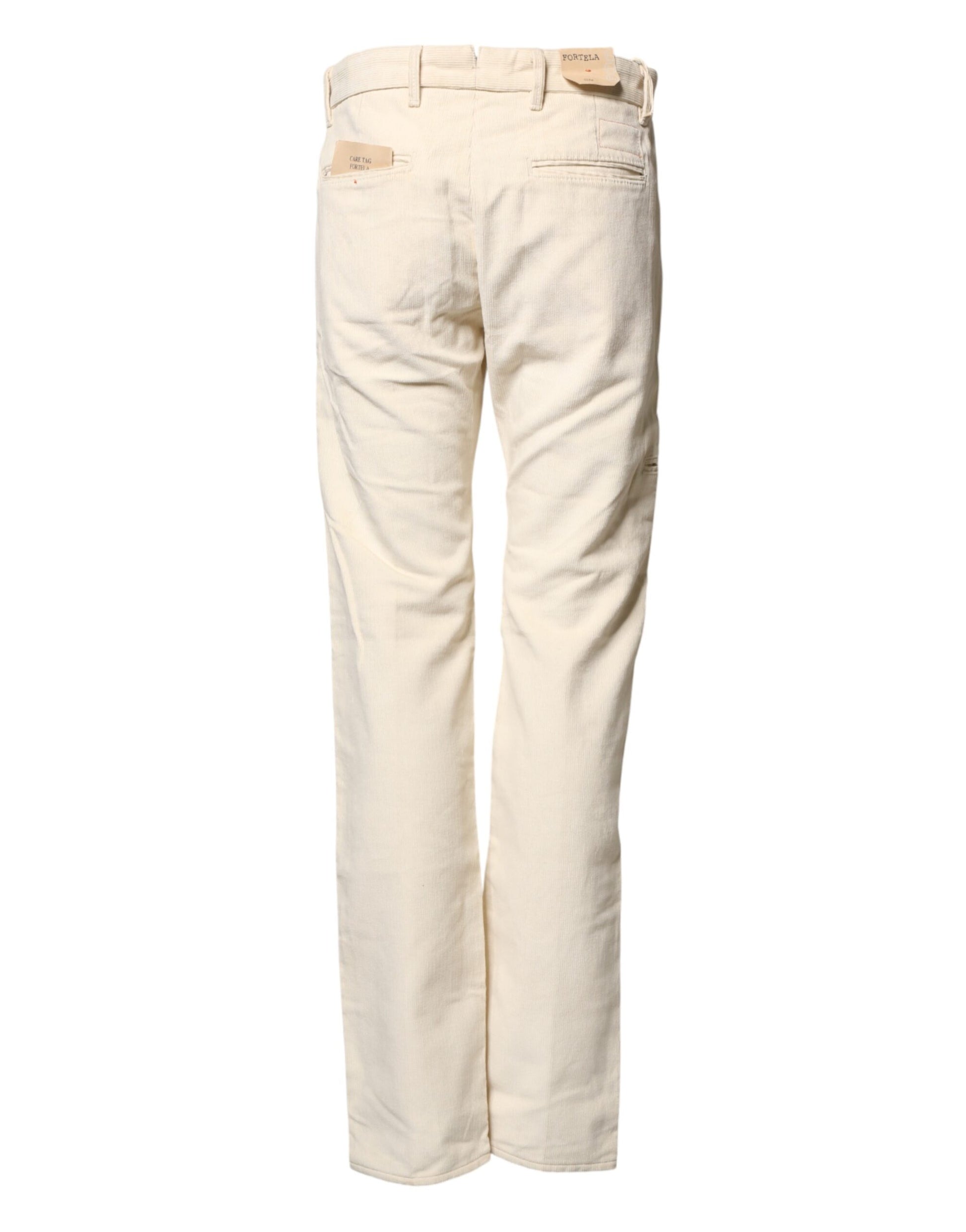 Off White Cotton Straight Men Corduroy Chino Trouser Pants