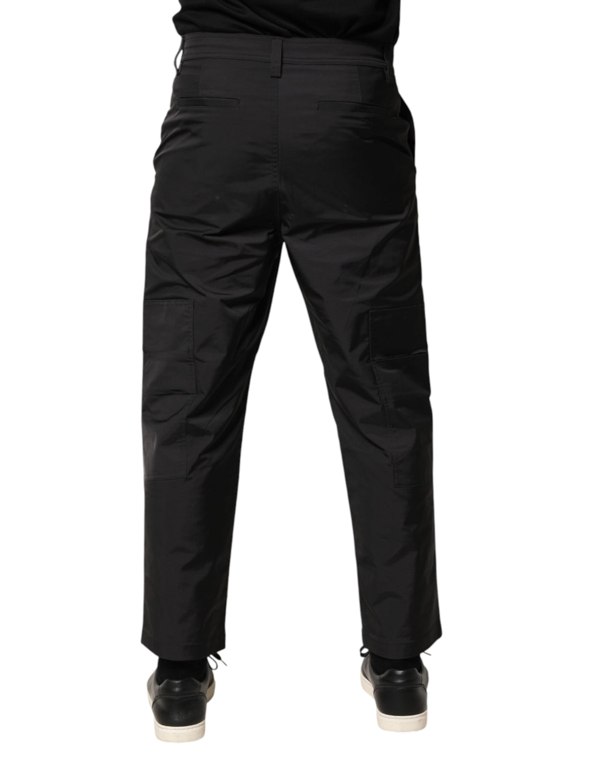 Black Mid Waist Men Tapered Dress Trouser Pants