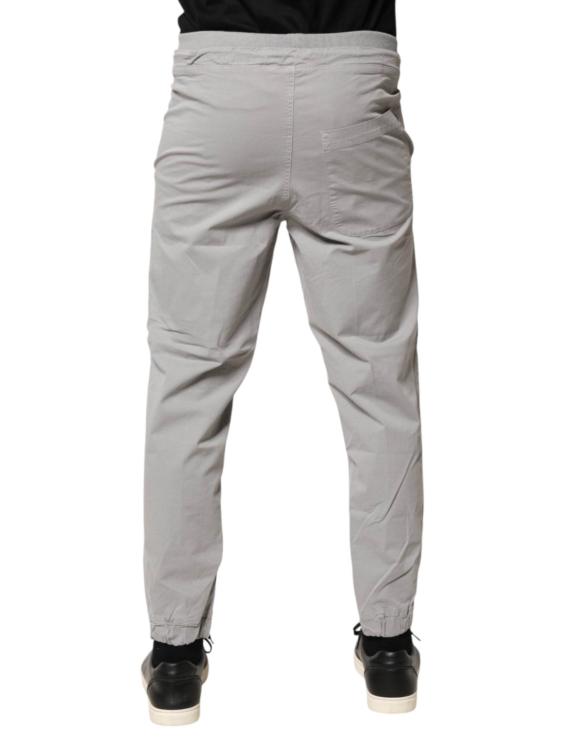 Light Gray Cotton Mid Waist Skinny Men Jogger Trouser Pants