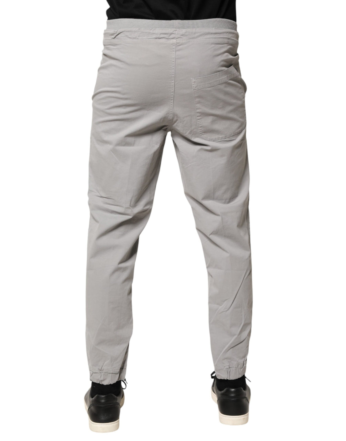 Light Gray Cotton Mid Waist Skinny Men Jogger Trouser Pants