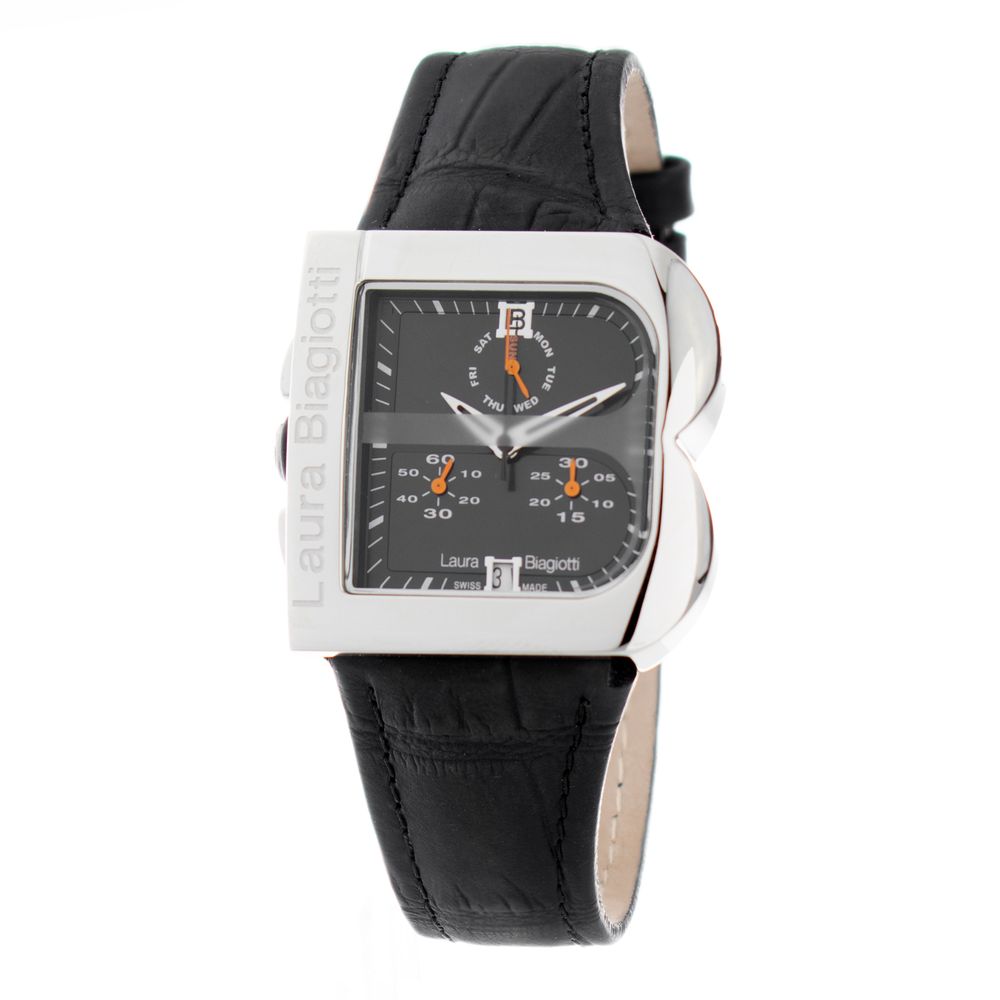 Black Leather Dress Watch