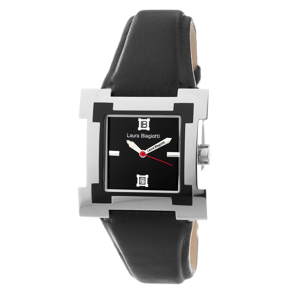 Black Leather Dress Watch