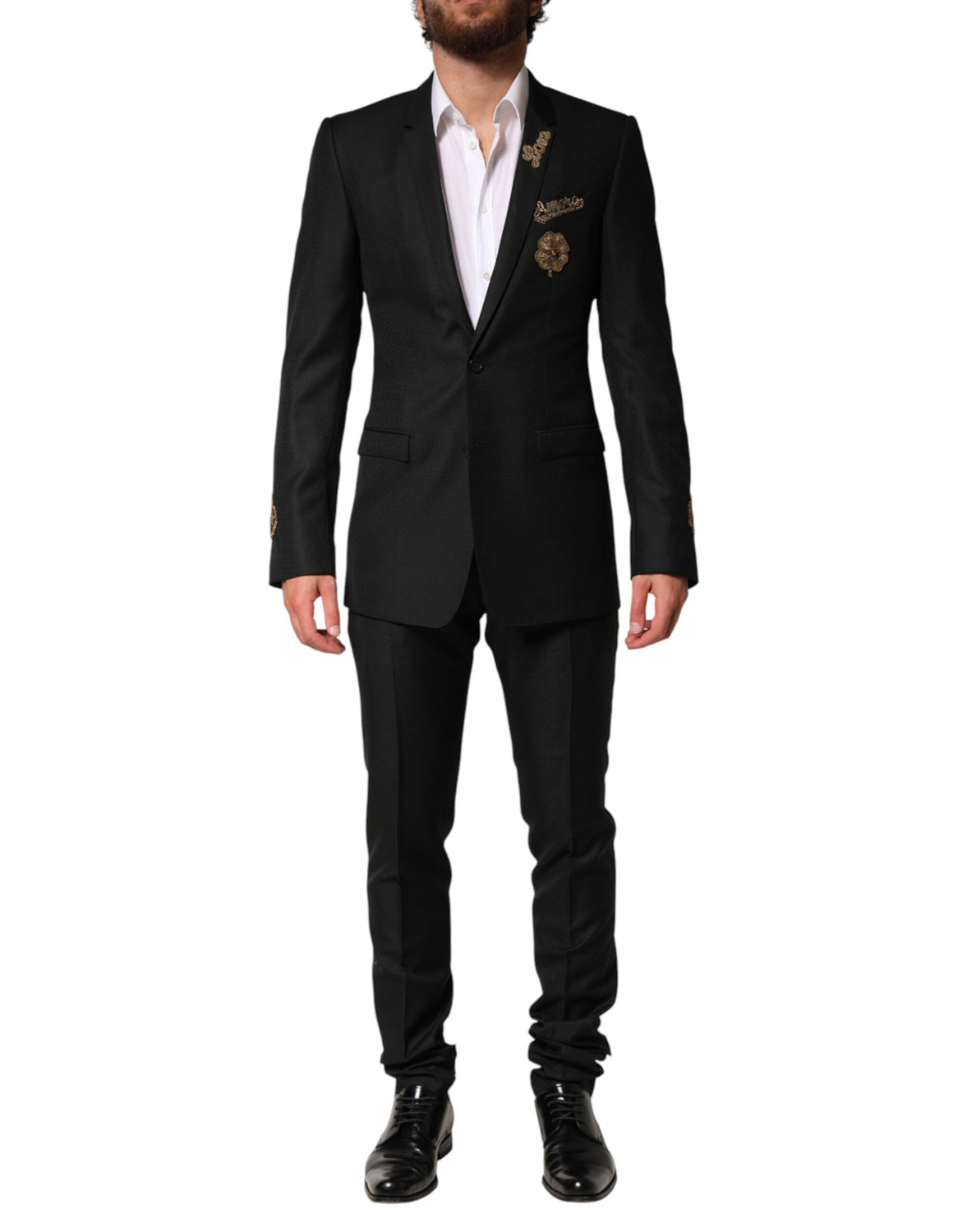 Black Embellished Single Breasted 2 Pc Suit