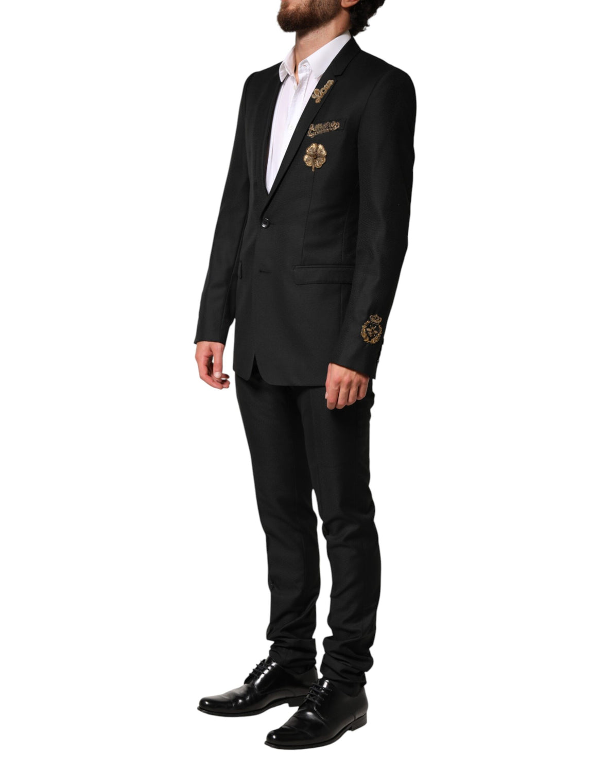 Black Embellished Single Breasted 2 Pc Suit