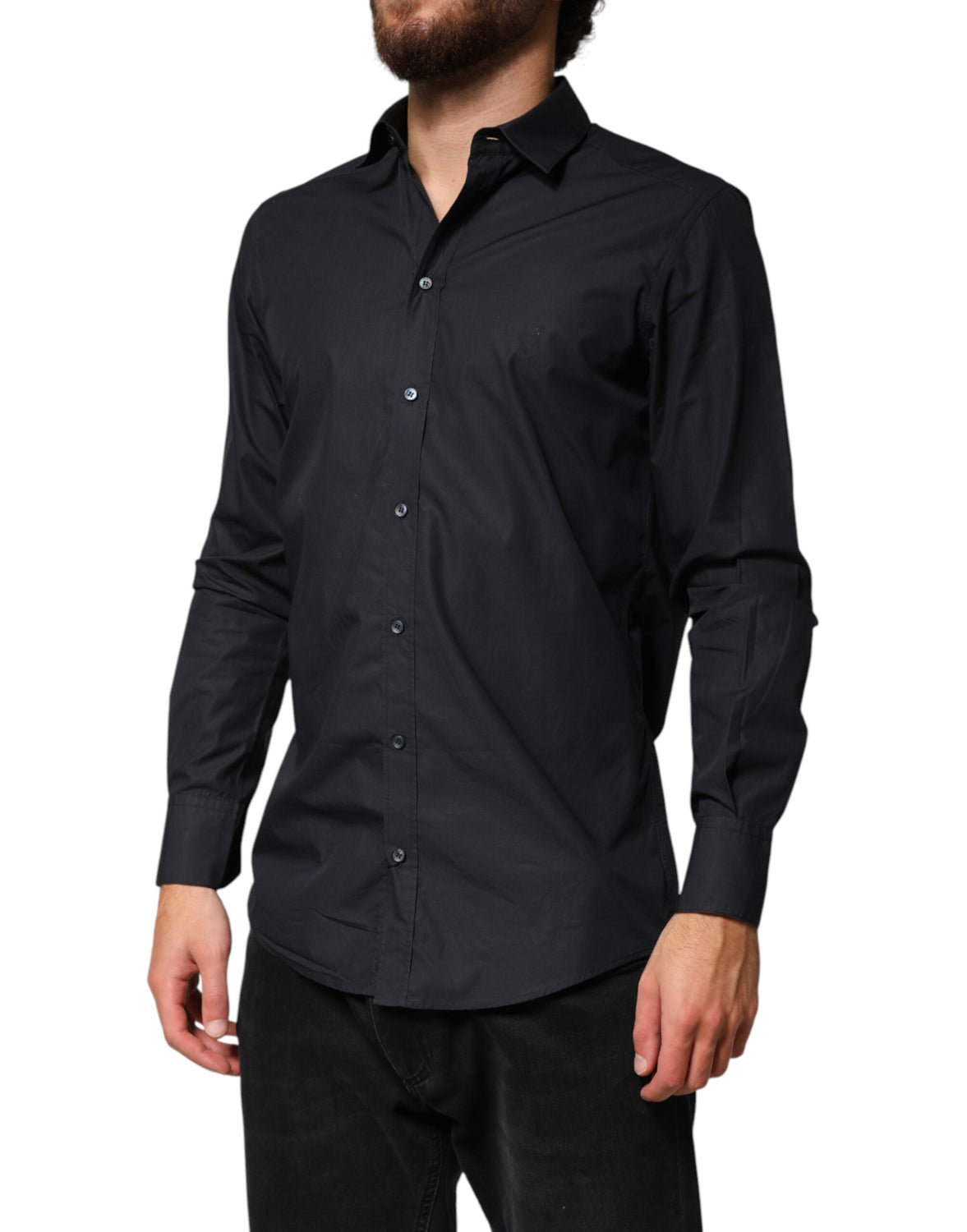 Black Cotton Long Sleeves Dress Formal Shirt